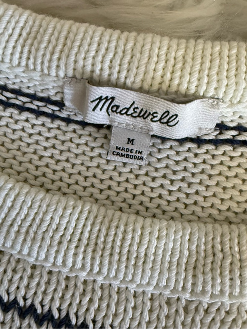 Madewell Nautical Stripe Sleeveless Sweater Tank White Navy Cotton Linen Medium - Picture 4 of 7